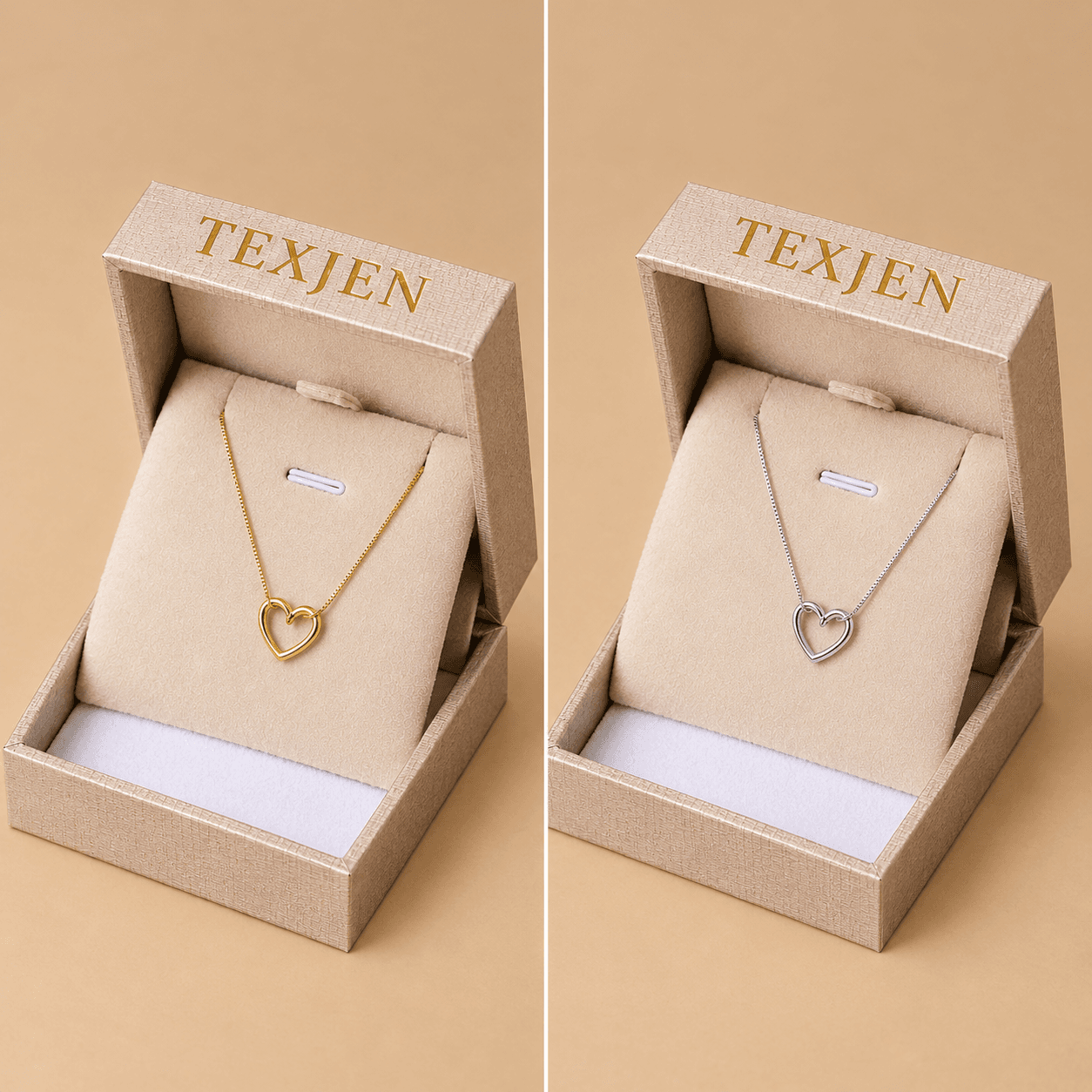 Golden & Silver Heart Pendant Necklace Combo 